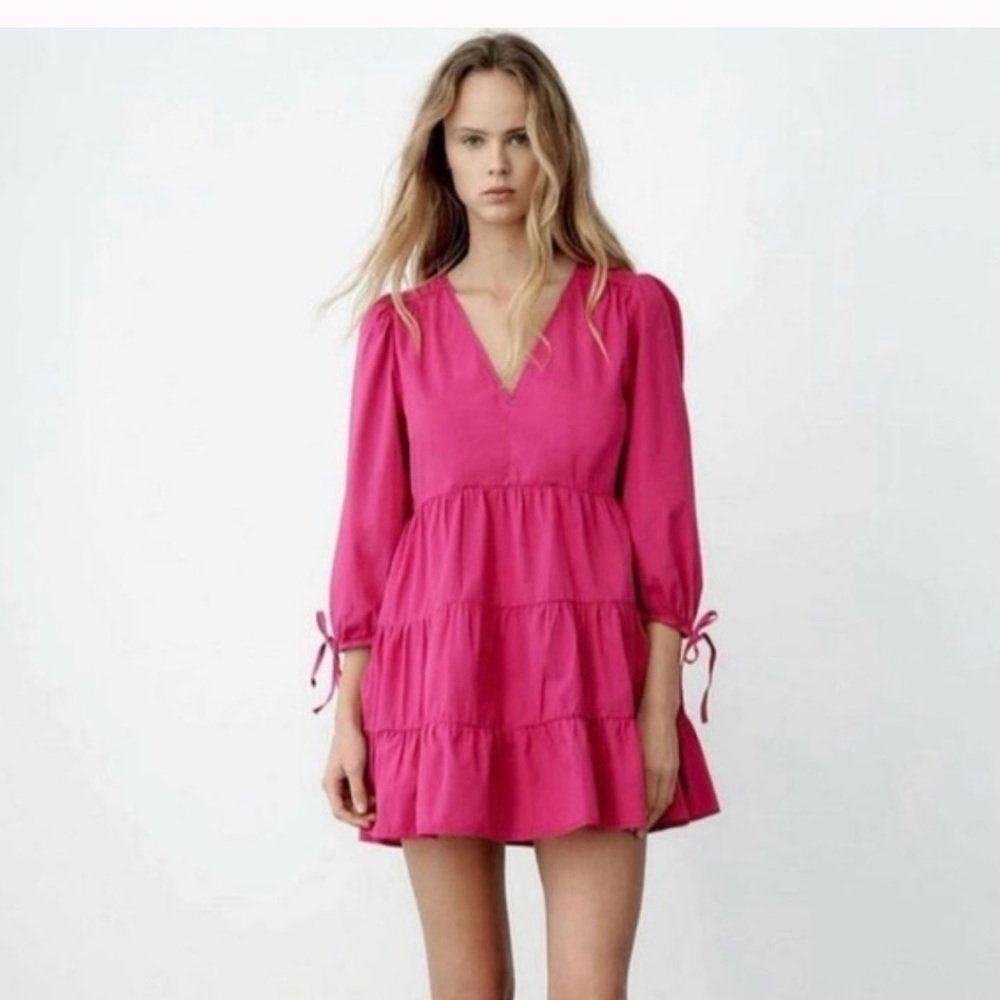 Zara Pink Cotton Mini Dress size medium